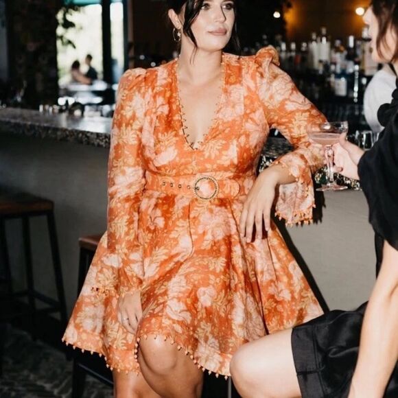 NWOT zimmermann Floral Orange Dress - Picture 1 of 15